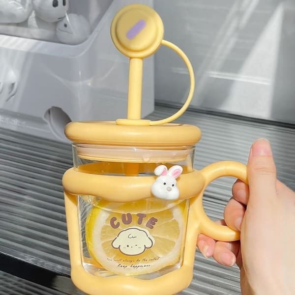 450 ml Tecknad Glaskopp Kaffemugg GRÖN Green