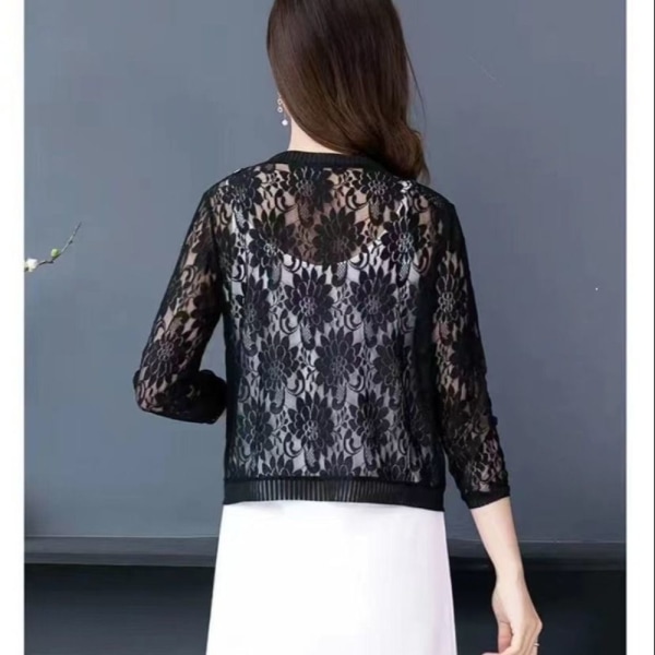 Dame cardigan air-condition skjorte SVART 2XL Black 2XL