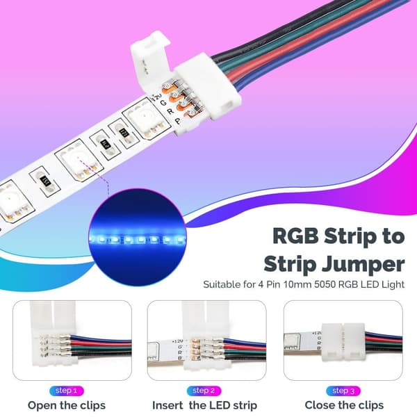 4-pin LED Strip Connector Kit Lødeløse Tilbehør DIY