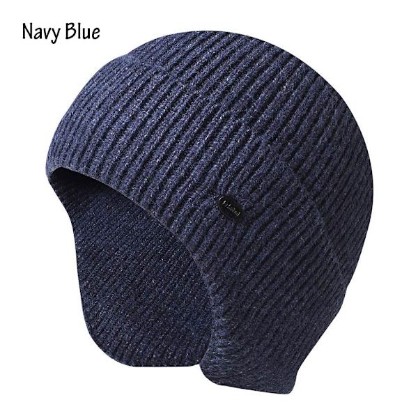 Herr Hatt Vinter Stickad Mössa MARINBLÅ Navy Blue
