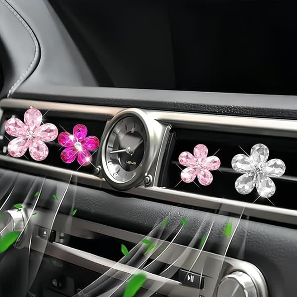 5 stk. Bling Blomst Bil Luftventil Klips Blomst Form Luftfrisker
