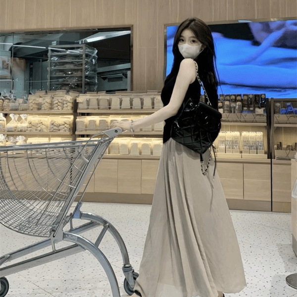 V-ringad stickad tröja ärmlös väst VIT white