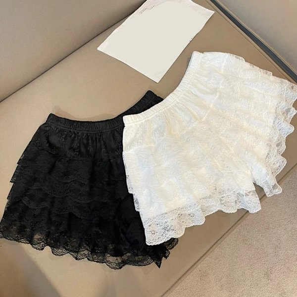 Blommiga spetssäkerhetsbyxor Shorts Underkjolkalsonger SVART L black L