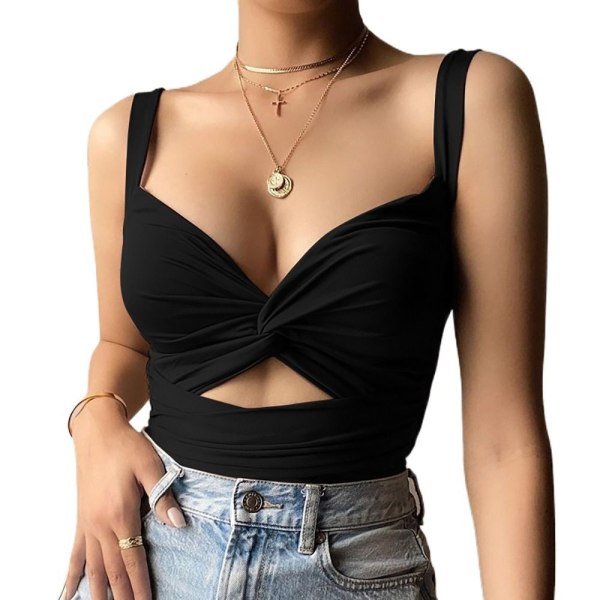 Hihattomat lyhyet Crop Topit MUSTA M Black M