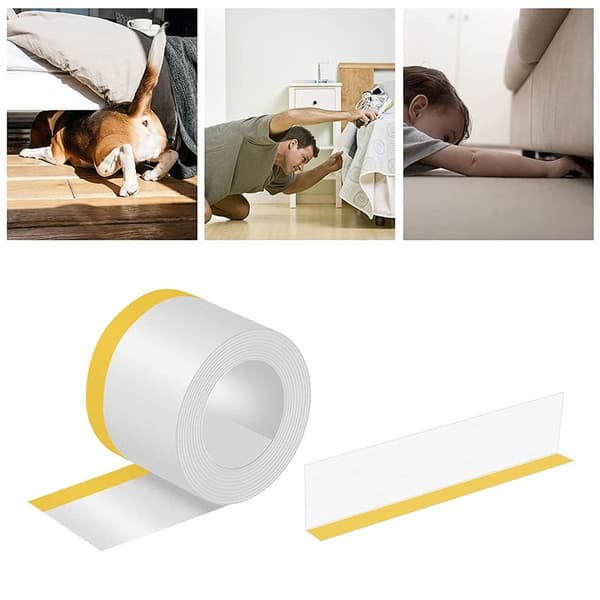 PVC Sofa Stop Under Sengen Legetøjsblokerende Tape HVID White