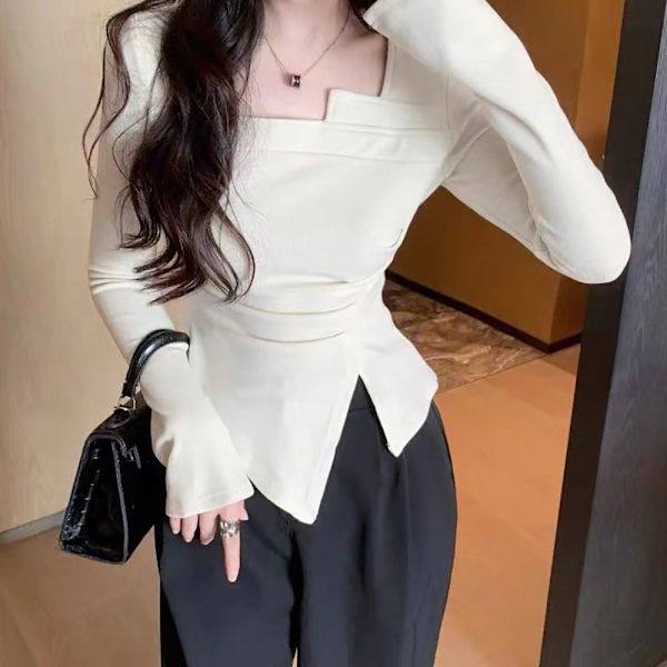 Uregelmæssig T-shirt Cropped Top SORT S Black S
