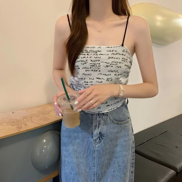 Crop Tops Print Tank Tops APRICOT Apricot