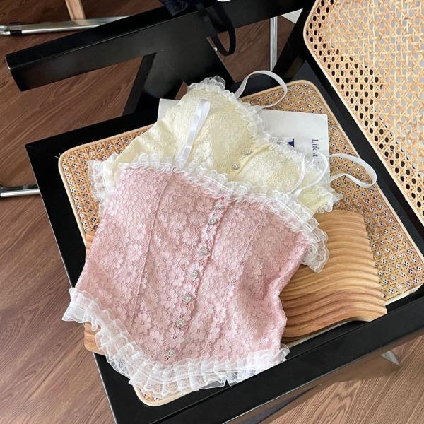 Blommiga Camisole Spetslinnen FÄRG 4 FÄRG 4 Color 4