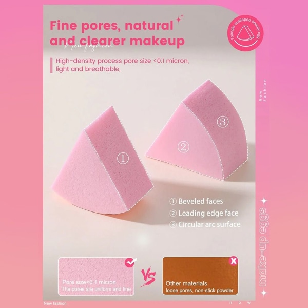 15 STK Trekantet Powder Puff Kosmetisk Puff PINK pink
