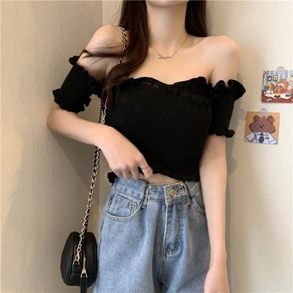 Off-shoulder bluser One-line skulderhals SORT black