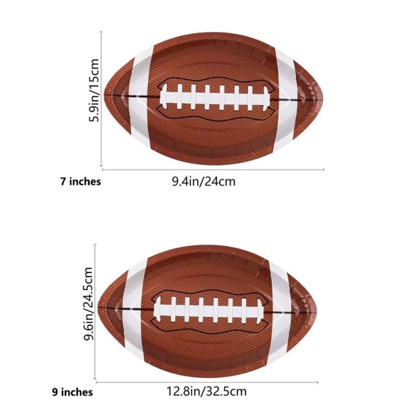 10 stk Rugby-temabakker Fodboldserveringsbakker 9 TOMMER 9 inches