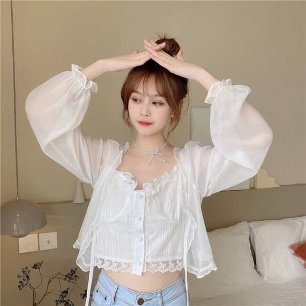 Dame Sjal Kort Cardigan HVIT White