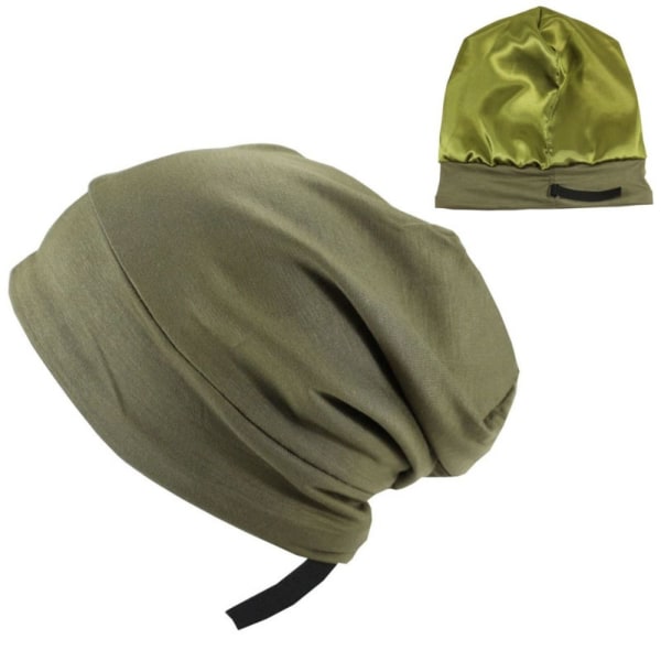 Soft Stretch Satin Bonnet Vuorattu Sleeping Beanie Hat VIHREÄ green