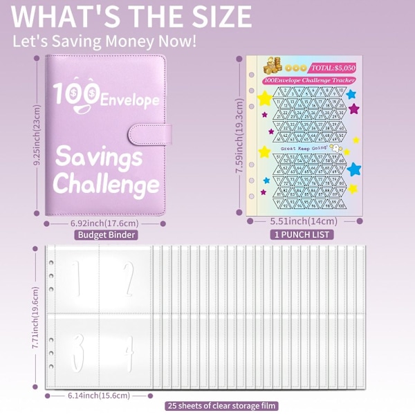 100 Days Savings Challenge 100 Envelope Challenge Pärm BLÅ Blue