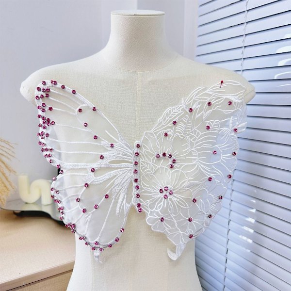 Butterfly Patch Clothes Patches HVIT A A White A-A