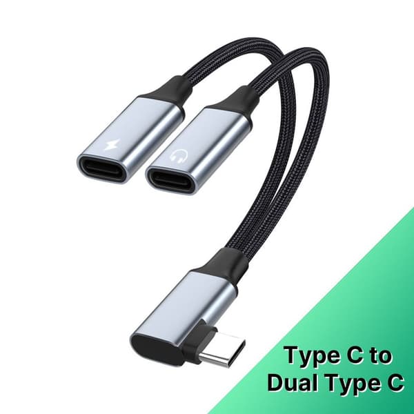 USB Typ C Ljudkonverterare OTG Adapter TYPEC TILL DUBBEL TYPEC TypeC to Dual TypeC