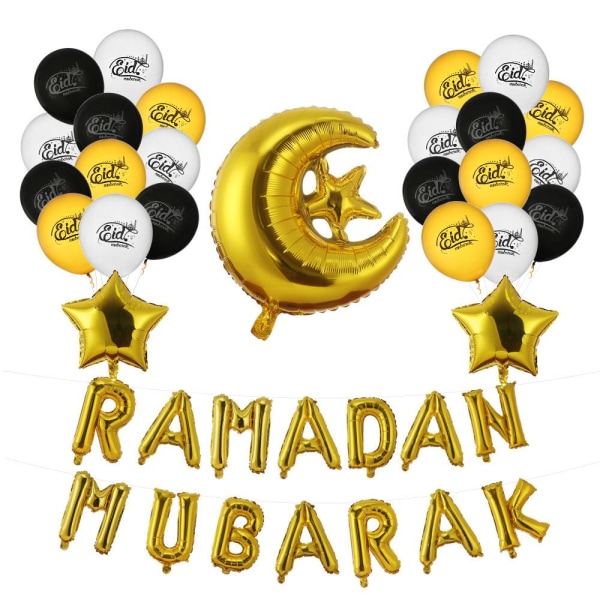 29 stk. Eid Mubarak Balloner Ramadan Mubarak GULD