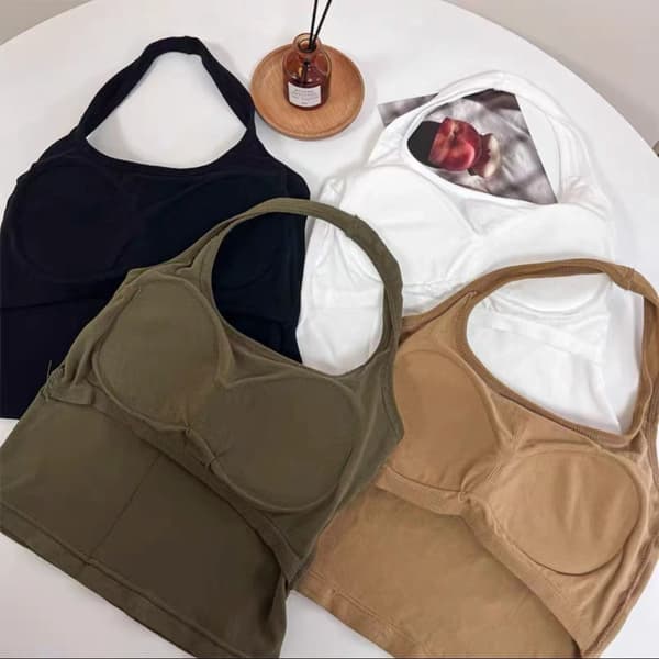 Halter Tank Top Ermeløs Topp Stropp HVIT white