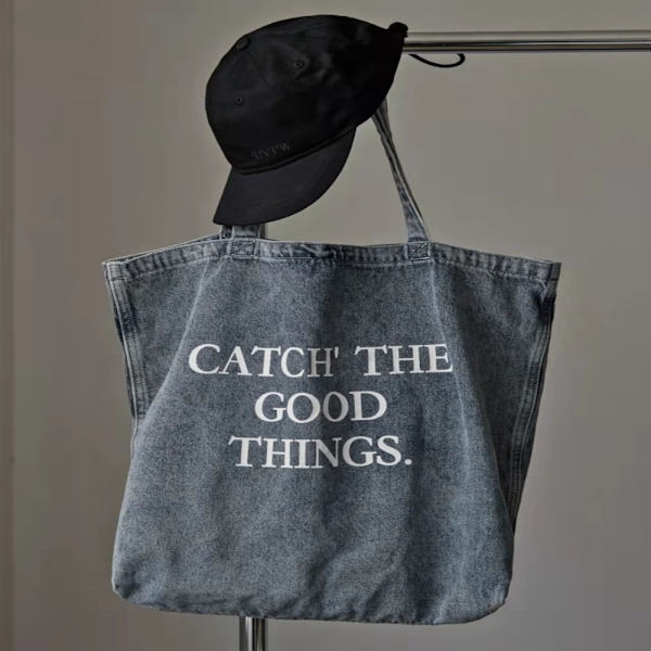 Denimväska Printed Canvasväska SVART black