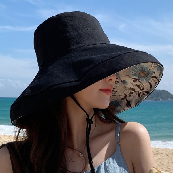 Kvinnor Solskyddshatt Bucket Hats SVART Black