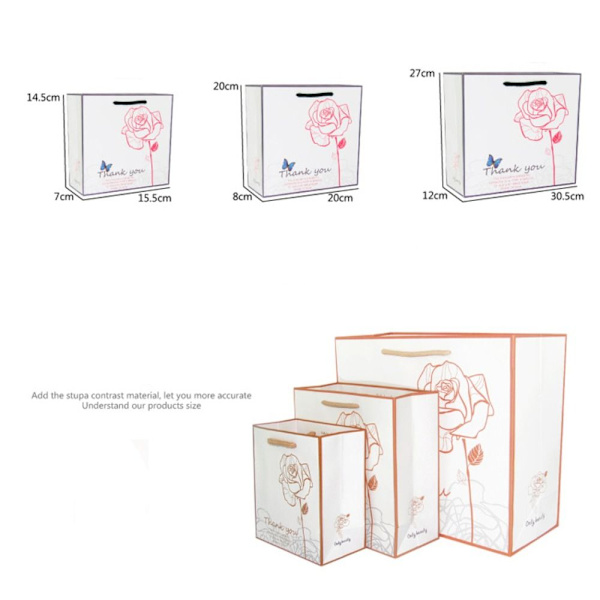 Rose Flower Gavepose Papirpose PINK M M Pink M-M