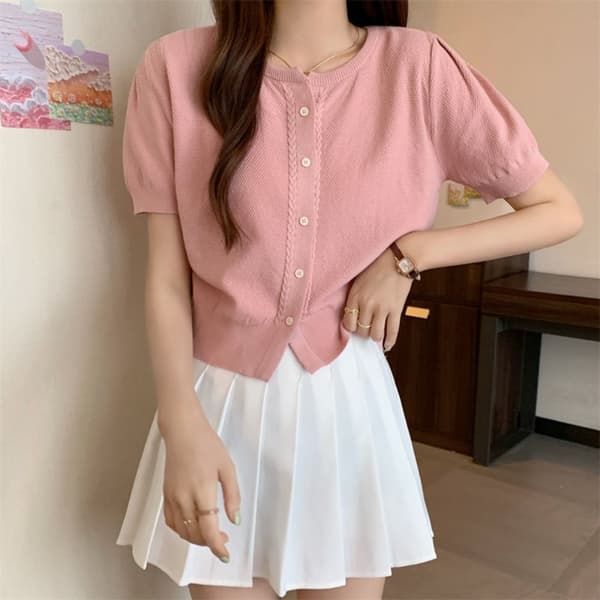 Stickad Slim Fit Kofta ROSA pink