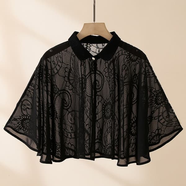 Rose Jacquard Polyester Sjal Solbeskyttelse Skjerf SVART Black