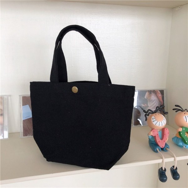 Mini håndtaske Canvas totes taske SORT L black L