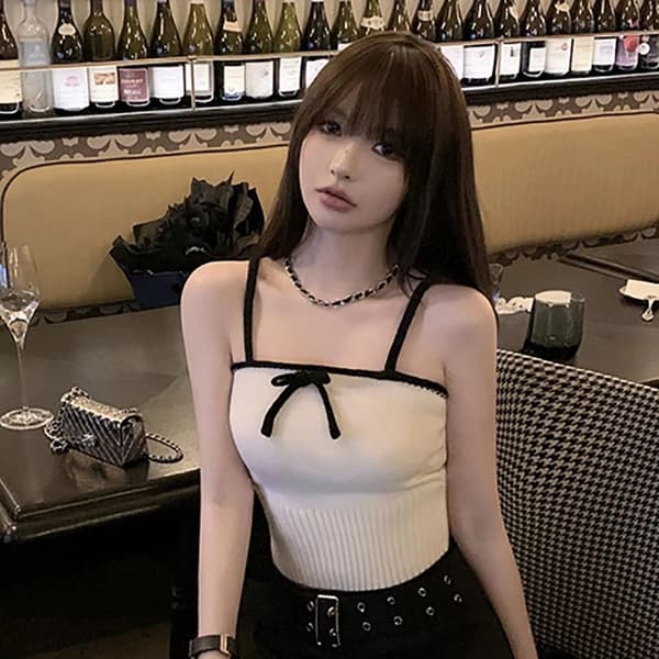 Bow Tank Top Strikket Sling HVIT white