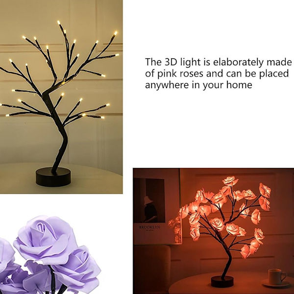 Rose Bukett Lampa Rose Bordslampa LILA purple