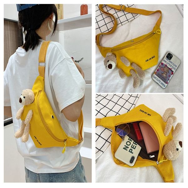 Lerret midjeveske Crossbody brystveske HVIT white