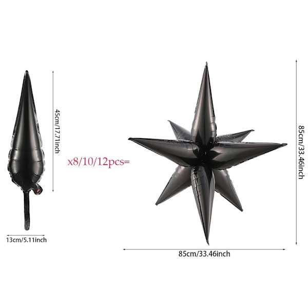 12 stk Explosion Star Ballon Starburst Balloner SORT black