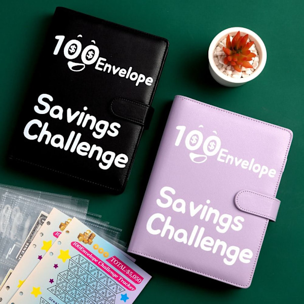 100 Days Savings Challenge 100 Envelope Challenge Pärm SVART Black