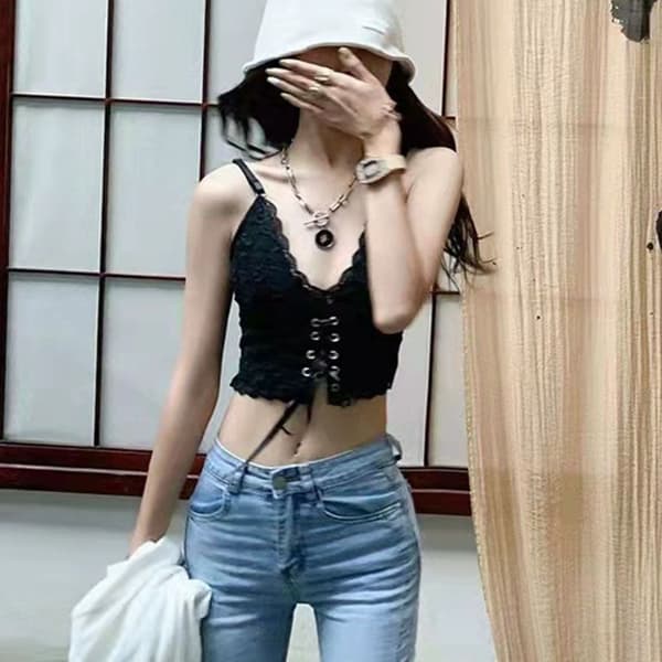 Naisten pitsiset crop topit 2 2 2