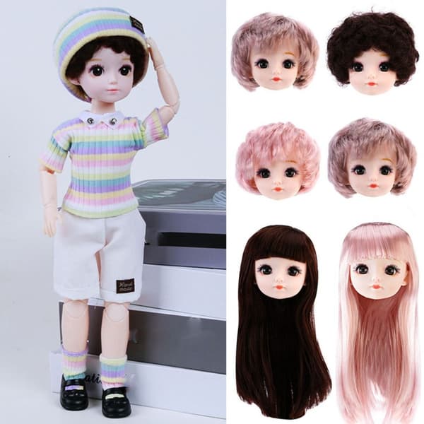 1/6 BJD Dukkehode Gullbrunt hår 5 5 5