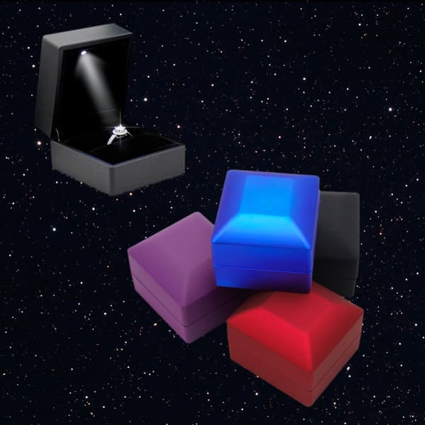 LED Lys Ringboks Forlovelsesringboks SVART Black