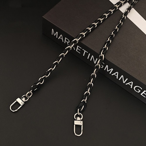 Håndtaske Metal Kæde Læder Crossbody Taske Strap SØLV&SORT silver&black