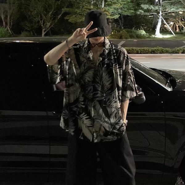 Hawaiian Blossom Shirt Miesten lyhythihainen paita MUSTA 2XL 2XL Black 2XL-2XL