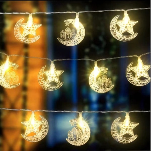 Eid Mubarak LED-valoketjut Ramadan Kareem - Sadutähtketjut 3M