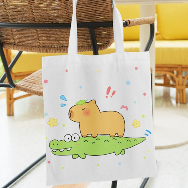 Canvasväska Tecknad Capybara Tote 5 5 5