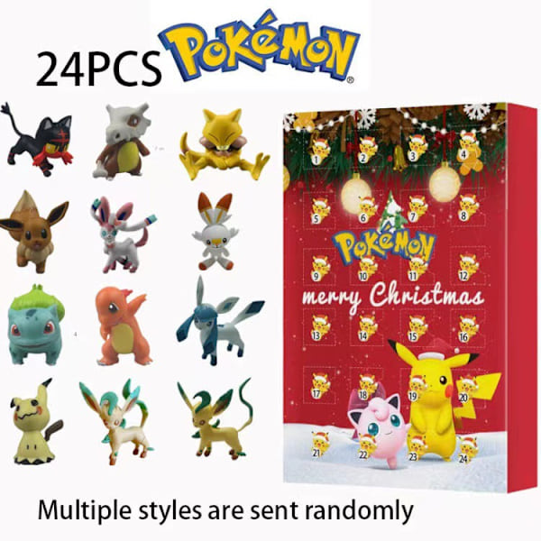 Pikachu Julekalender 24 dages nedtælling Gaveæske Kalender Blind Box