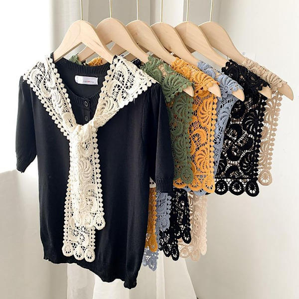 Strikket Sjal Bluse Skuldre APRIKOS Apricot
