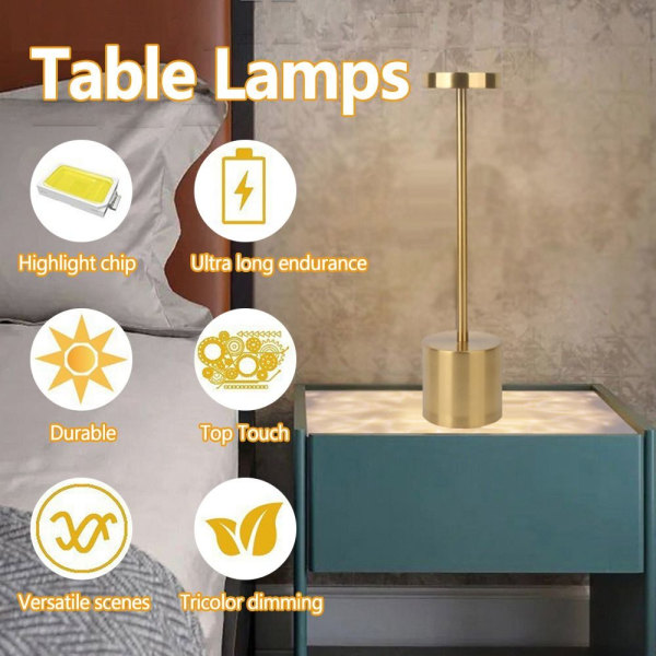 LED bordlampe Touch dæmpende bordlamper GULD Gold