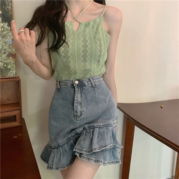 Strikket Sling Udhulet Top SORT Black