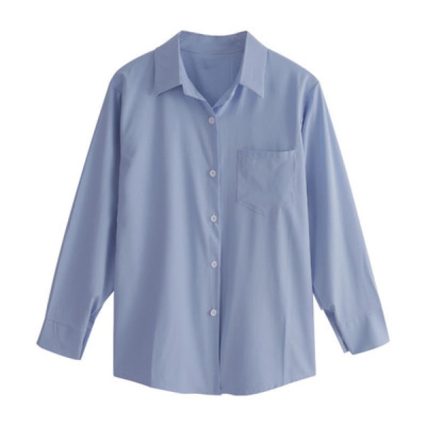 Damebluse Chiffonbluse BLÅ S Blue S