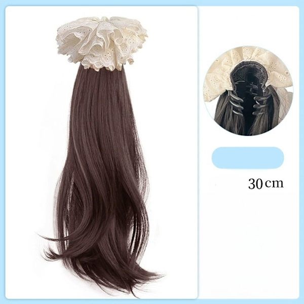 Blomsterparykk Hestehale Lang Krøllet MØRK BRUN MØRKBRUN dark brown
