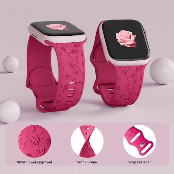 Apple Watch Bandin silikonirannekorulle ROSE RED 42/44/45MM ROSE rose red 42/44/45mm