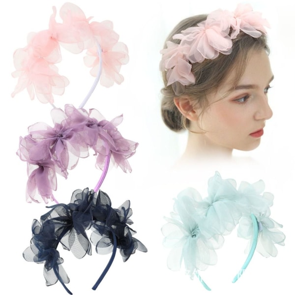 Mesh Flower Pandebånd Prinsesse Hovedbeklædning SORT black