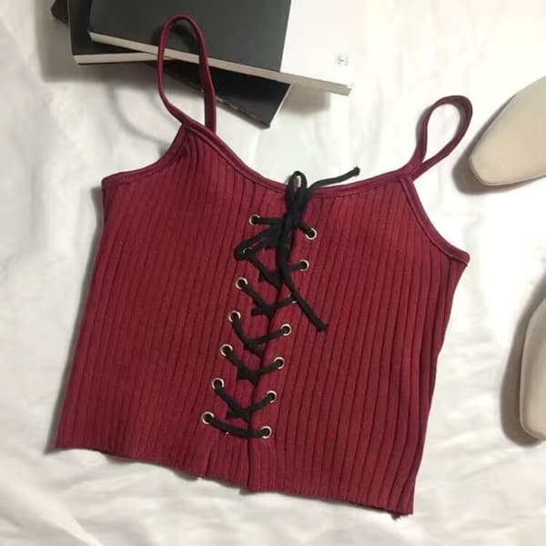 Strikket Crop Top Camis GRÅ grey