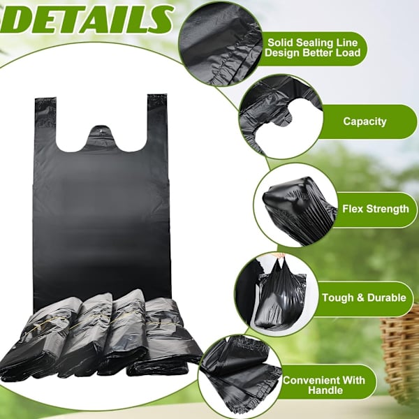 100 stk T-skjorteposer Handlepose Plastposer
